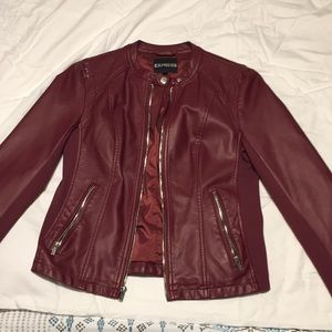 Express Burgundy red biker jacket coat faux leather